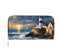 GaxfjRu Lighthouse - Cartera larga de piel con estampado de pintura de diamante para hombre, diseño vintage