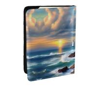 GaxfjRu Lighthouse - Funda para pasaporte con estampado de pintura de diamante para viajes, organizador de viaje, funda para tarjetas de crédito, Black, Talla única