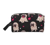 GaxfjRu Lindo Pug impresión Viaje Cosméticos Bolsa Organizador Grande de Maquillaje Mujeres para Cosméticos Artículos de tocador Accesorios, blanco, Talla única, Color blanco., Talla única