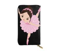 GaxfjRu Little Ballerina Dancing Girl - Cartera para mujer, elegante y funcional, diseño plegable delgado con cremallera de piel sintética y metal, color negro, talla única, clásica, Black, Talla