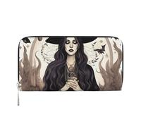 GaxfjRu Magic Witch Witchcraft Bohemian Drawing Print - Cartera larga de piel para hombre, diseño vintage, tarjetero para tarjetas de crédito