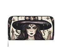 GaxfjRu Magic Witch Witchcraft - Cartera larga de piel con estampado bohemio para hombre, aspecto vintage, tarjetero para tarjetas de crédito