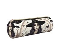 GaxfjRu Magic Witch Witchcraft - Estuche de piel con cremallera para bolígrafos y lápices, diseño bohemio