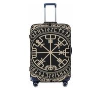 Gaxfjru Magical Design - Funda protectora para maleta, diseño de runas nórdicas, brújula, lavable, antiarañazos, Black, S