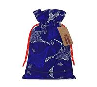 GaxfjRu Manta Ray and Fish Print Christmas Party Favors Gift Goodies Bag for Gifts Burlap Bag Assorted Size (S, M)