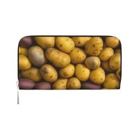 GaxfjRu Many Potatoes - Cartera larga de piel para hombre, diseño vintage con estampado de patatas, tarjetero para tarjetas de crédito