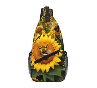 GaxfjRu Mochila cruzada pequeña con estampado de abejas de girasol para exteriores