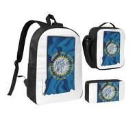GaxfjRu Mochila escolar ligera con estampado de mapa de la bandera de Dakota del Sur, 3 piezas, con lonchera y estuche para lápices