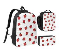 GaxfjRu Mochila escolar ligera con estampado de motas infinitas, 3 unidades, con lonchera y estuche para lápices