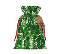 GaxfjRu Monstera Deliciosa Banana Palm Print Christmas Party Favors Gift Goodies Bag for Gifts Burlap Bag Assorted Size (S, M)