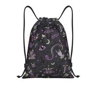 GaxfjRu Morado Negro Goth Spooky Cinch - Mochila de cuerda impermeable, ideal para deportes, viajes y mucho más, Negro, M