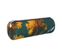 GaxfjRu National Parks Sunshine Trees - Estuche redondo de piel sintética, almacenamiento para bolígrafos, lápices, marcadores, suministros pequeños, cremallera de metal con cuero, Silver, Talla única