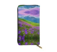 GaxfjRu Nature Purple Flowers Meadow Mountain Scenic - Cartera para mujer, compacta y segura, con compartimento con cremallera, tamaño pequeño, Negro -, Talla única, Classic
