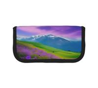 GaxfjRu Nature Purple Flowers Meadow Mountain Scenic - Estuche de lona para lápices, almacenamiento organizado para picnics y uso diario, estuche de maquillaje, soporte para lápices