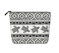 GaxfjRu Neceser de viaje con estampado de tortuga étnica a rayas, bolsa de aseo con cremallera, organizador de maquillaje para mujer, Negro -, Talla única