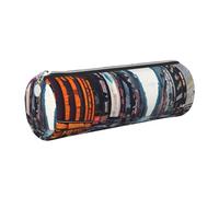 GaxfjRu New York City - Estuche redondo de piel sintética, almacenamiento para bolígrafos, lápices, marcadores, suministros pequeños, cremallera de metal con piel, Silver, Talla única, Tarjetero