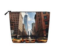 GaxfjRu New York Print - Bolsa de maquillaje de viaje con cremallera, organizador de maquillaje para mujer, Negro -, Talla única