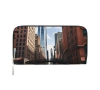 GaxfjRu New York Print - Cartera larga de piel para hombre, diseño vintage