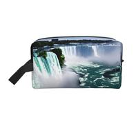 GaxfjRu Niagara - Neceser organizador de viaje con estampado de otoño, bolsa de maquillaje grande para mujer, para cosméticos, artículos de tocador, Blanco, Talla única