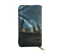 GaxfjRu Night Sky with Trees - Cartera para mujer, compacta y segura, con compartimento con cremallera, tamaño pequeño, Negro -, Talla única, Classic