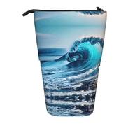 GaxfjRu Ocean Sea Wave - Estuche telescópico portátil para lápices, organizador con múltiples ranuras, para herramientas de escritura y accesorios