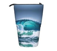 GaxfjRu Ocean Wave Print - Estuche telescópico portátil para lápices, organizador con múltiples ranuras, para herramientas de escritura y accesorios