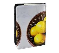 GaxfjRu One Basket - Funda de piel con estampado de limones para pasaporte, impermeable, para viajes, para mujeres y hombres, Black, Talla única