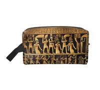 GaxfjRu Organizador de cosméticos de viaje con estampado jeroglífico egipcio, bolsa de maquillaje grande para mujeres, para cosméticos, artículos de tocador, Blanco, Talla única