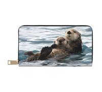 GaxfjRu Otter - Cartera de piel para mujer, organizador de gran capacidad con soporte para chequera, cartera plegable para mujer, color blanco, talla única, clásica, White, Talla única, Clásico