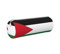 GaxfjRu Palestine flag1 - Estuche redondo de piel sintética para guardar bolígrafos, lápices, marcadores, suministros pequeños, cremallera de metal con piel, Silver, Talla única, Tarjetero