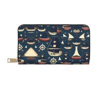 GaxfjRu Palm Trees and Clear Sea - Cartera de piel sintética con cremallera de metal, tarjetero para mujeres modernas y organizadas, Tema pirata náutico de vela, Talla única, Classic