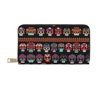 GaxfjRu Palm Trees and Clear Sea - Cartera de piel sintética con cremallera de metal, tarjetero para mujeres modernas y organizadas, Estampado de calavera mexicana, Talla única, Classic