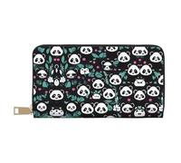 GaxfjRu Panda Cute Face - Cartera de piel para mujer, organizador de gran capacidad con soporte para chequera, cartera plegable para mujer, color blanco, talla única, clásica, White, Talla única,
