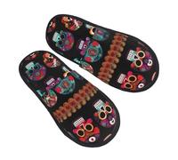 GaxfjRu Pantuflas de invierno de felpa con estampado de calavera mexicana para uso en interiores, pantuflas de casa suaves y cálidas para invitados y comodidad en el hogar, unisex, Negro, 36.5 EU