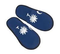 GaxfjRu Pantuflas de invierno de felpa con la bandera de Carolina del Sur para uso en interiores, pantuflas de casa suaves y cálidas para invitados y comodidad en el hogar, unisex, Negro, 36.5 EU