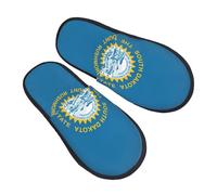 GaxfjRu Pantuflas de invierno de felpa con la bandera de Dakota del Sur para uso en interiores, pantuflas de casa suaves y cálidas para invitados y comodidad en el hogar, unisex, Negro, 36.5 EU