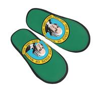 GaxfjRu Pantuflas de invierno de felpa con la bandera de Washington para uso en interiores, pantuflas de casa suaves y cálidas para invitados y comodidad en el hogar, unisex