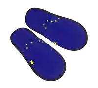 GaxfjRu Pantuflas de invierno de felpa con la bandera del estado de Alaska para uso en interiores, pantuflas de casa suaves y cálidas para invitados y comodidad en el hogar, unisex