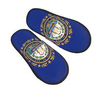 GaxfjRu Pantuflas de invierno de felpa con la bandera del estado de New Hampshire para uso en interiores, pantuflas de casa suaves y cálidas para invitados y comodidad en el hogar, unisex, Negro, 36.5