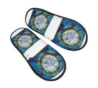 GaxfjRu Pantuflas de invierno de felpa con mapa de la bandera de Dakota del Sur para uso en interiores, pantuflas de casa suaves y cálidas para invitados y comodidad en el hogar, unisex