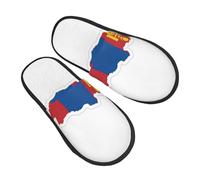 GaxfjRu Pantuflas de invierno de felpa con mapa de la bandera de Mongolia para uso en interiores, pantuflas de casa suaves y cálidas para invitados y comodidad en el hogar, unisex, Negro, 36.5 EU