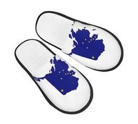 GaxfjRu Pantuflas de invierno de felpa con mapa de la bandera del estado de Alaska para uso en interiores, pantuflas de casa suaves y cálidas para invitados y comodidad en el hogar, unisex