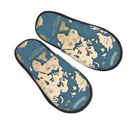 GaxfjRu Pantuflas de invierno de felpa con mapa del mundo para uso en interiores, pantuflas de casa suaves y cálidas para invitados y comodidad en el hogar, unisex, Negro, 36.5 EU
