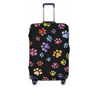 Gaxfjru Pawful Paws - Funda protectora para equipaje de viaje, lavable, antiarañazos, con estampado de patas, Black, L