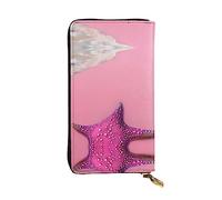 GaxfjRu Pink Sand Beach - Cartera de mano funcional para mujer, diseño delgado y minimalista, piel sintética con cremallera de metal, Negro -, Talla única, Classic