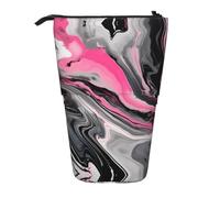 GaxfjRu Pinks - Estuche telescópico portátil con estampado artístico abstracto de mármol gris, organizador con múltiples ranuras, para herramientas de escritura y accesorios