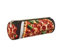 GaxfjRu Pizza Food - Estuche redondo de piel sintética, almacenamiento para bolígrafos, lápices, marcadores, suministros pequeños, cremallera de metal con piel, Gold, Talla única, Tarjetero
