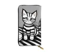 GaxfjRu Play Ball Kitty - Cartera de mano funcional para mujer, diseño delgado y minimalista, piel sintética con cremallera de metal, Negro -, Talla única, Classic