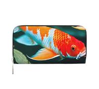 GaxfjRu Pretty Koi - Cartera pequeña de piel con estampado de peces para mujer, tarjetero de crédito, monedero de bolsillo para mujer