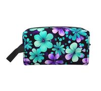 GaxfjRu Púrpura y verde agua flores impresión Viaje Cosméticos Bolsa Organizador Grande Makeup Bag Mujeres para Cosméticos Artículos de tocador Accesorios, blanco, Talla única, Color blanco., Talla